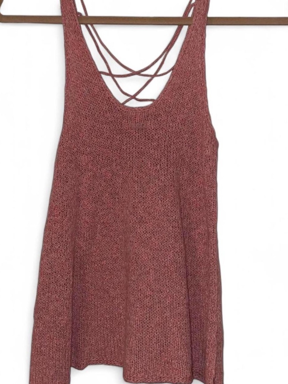 American Eagle Outfitters Pink Knit Crisscross Back Tank